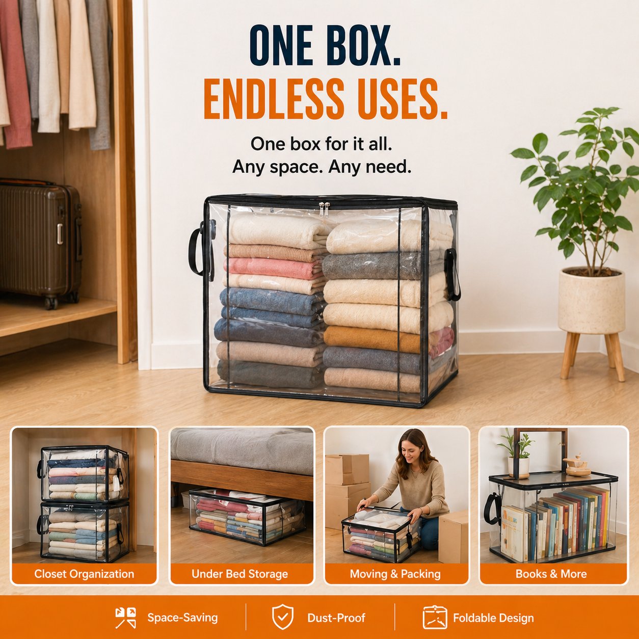 🎁💞LAST DAY 75% OFF ✨📦Sfrcord®Large Heavy-Duty Thick Plastic Clear Storage