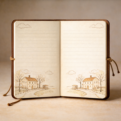 A5 Vintage Wrap Notebook with Illustrated Pages
