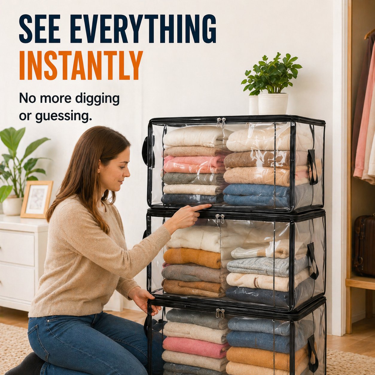 🎁💞LAST DAY 75% OFF ✨📦Sfrcord®Large Heavy-Duty Thick Plastic Clear Storage
