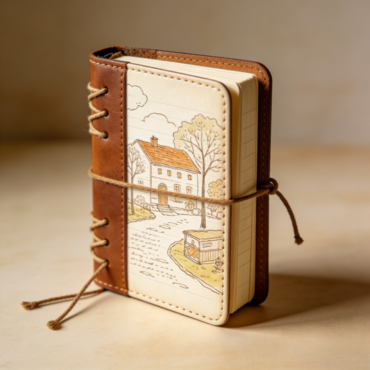 A5 Vintage Wrap Notebook with Illustrated Pages